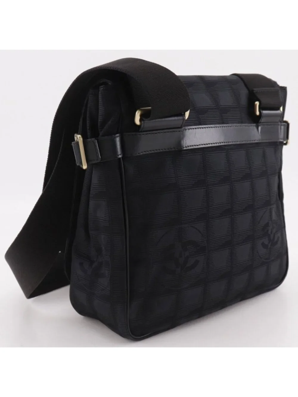 Chanel New Travel Line Nylon Canvas Black Shoulder